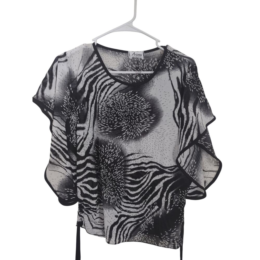 Arianna by Howards Lightweight Blouse Ruched Medium Funky Sheer‎ Pool Cover-up